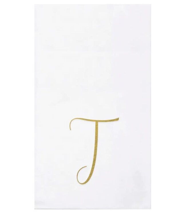 Papersoft Gold Monogram Guest Towels -T (Pack of 20)