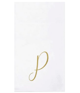 Vietri Papersoft Napkins Gold Monogram Guest Towels - P (Pack of 20)