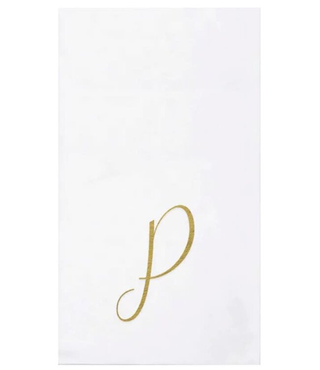 Papersoft Napkins Gold Monogram Guest Towels - P (Pack of 20)