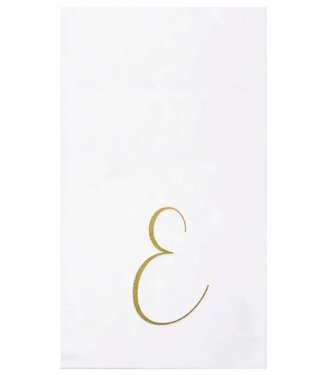 Vietri Papersoft Napkins Gold Monogram Guest Towels - E (Pack of 20)