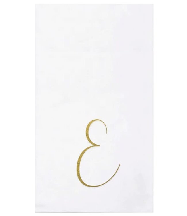 Papersoft Napkins Gold Monogram Guest Towels - E (Pack of 20)