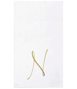 Vietri Papersoft Napkins Gold Monogram Guest Towels - N (Pack of 20)