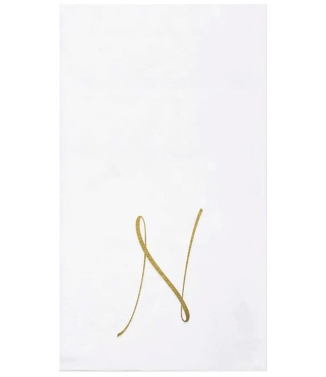 Papersoft Napkins Gold Monogram Guest Towels - N (Pack of 20)