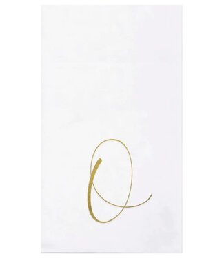 Vietri Papersoft Napkins Gold Monogram Guest Towels - O (Pack of 20)
