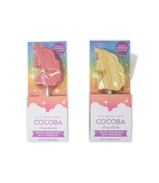 Two's Company Unicorn White Chocolate Cocoba Lollipop with Fairy Sprinkles