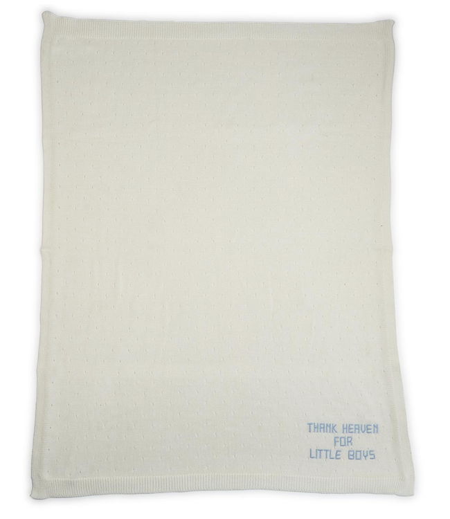 Thank Heaven for Little Boys Embroidered Knit Blanket