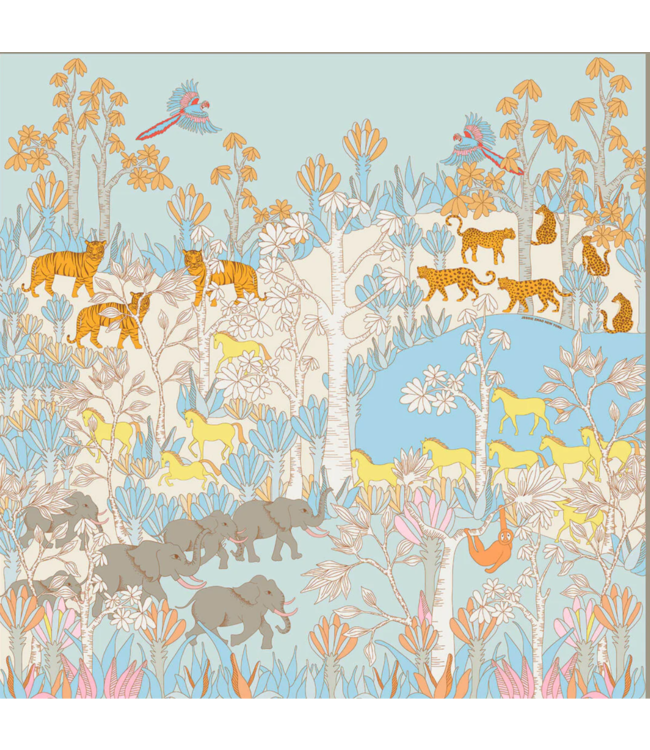 Double Sided Silk Scarf of Jungle Adventure