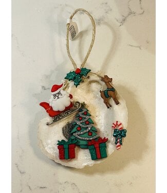 Michelle Savoy Oyster Santa Sleigh Ornament