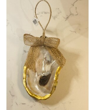 Michelle Savoy Oyster Burlap Gold Ornament