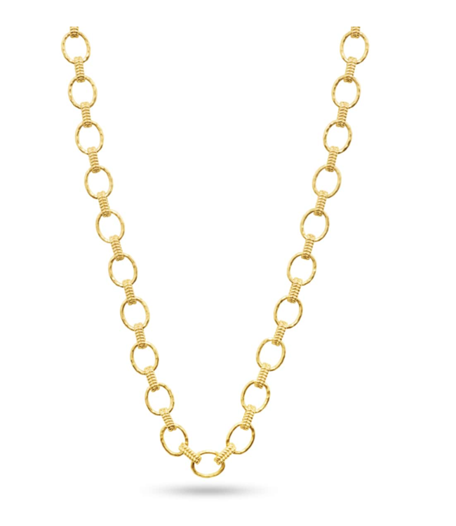 Cleopatra Small Link Necklace in Hammered Gold