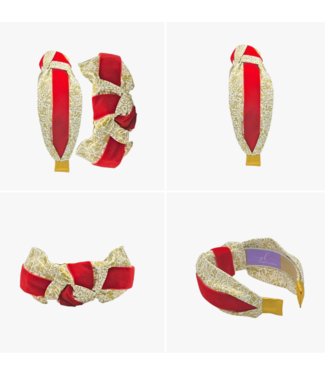 Pretty Happies Gold Botanical with Red Velvet Christmas Knotted Headband