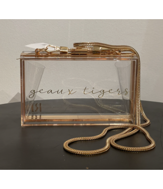 Rosie Jean Designs Geaux Tigers Gold Cursive LSU Everly Bag
