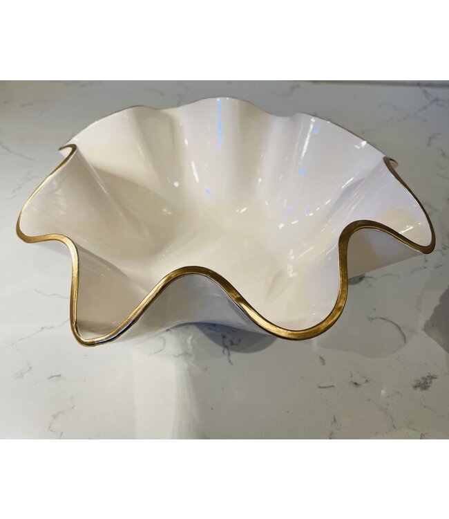 Ruffle Bowl with Gold Edge