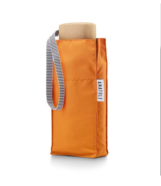 Orange folding compact umbrella - AUGUSTE