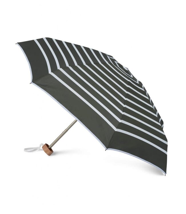 Striped khaki compact umbrella - white stripes - CHARLES