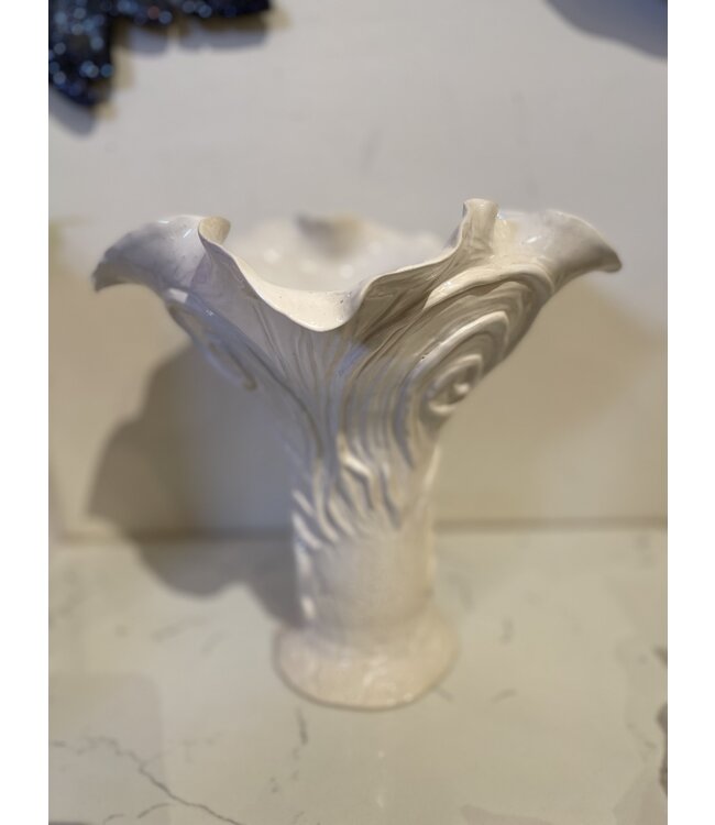 Wide Ceramic White Vase Consignment