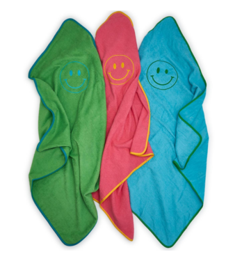 Two's Company Green Happy Plush Terry Hooded Towel