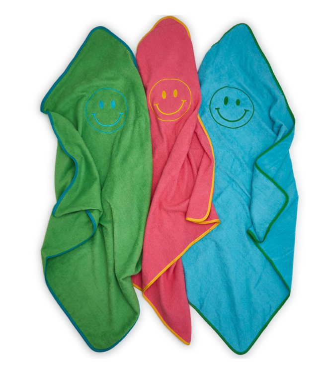 Green Happy Plush Terry Hooded Towel
