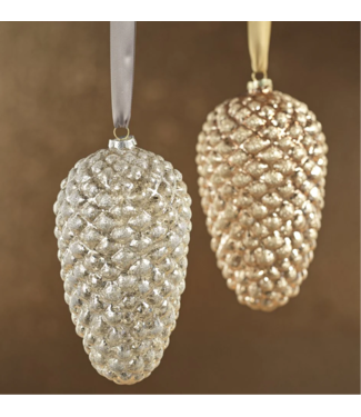 Zodax Gold Aspen Glass Pine Cone Ornament 4.75'' x 9.5''