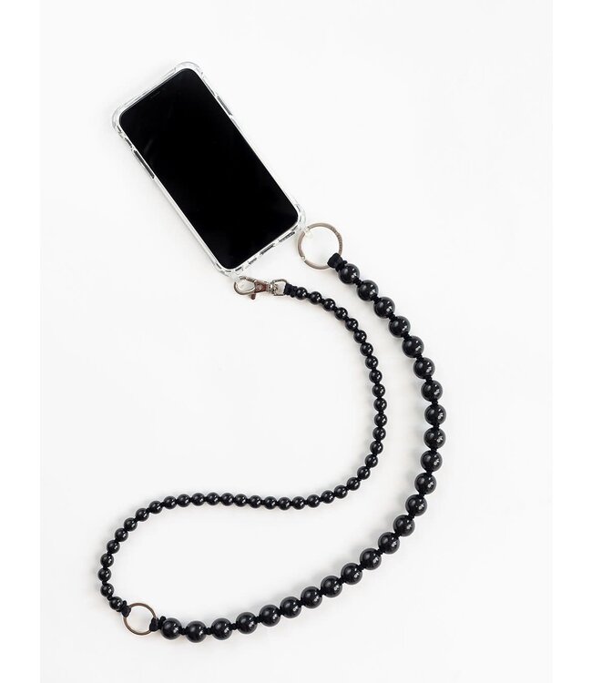 Double Phone Necklace long, black - black