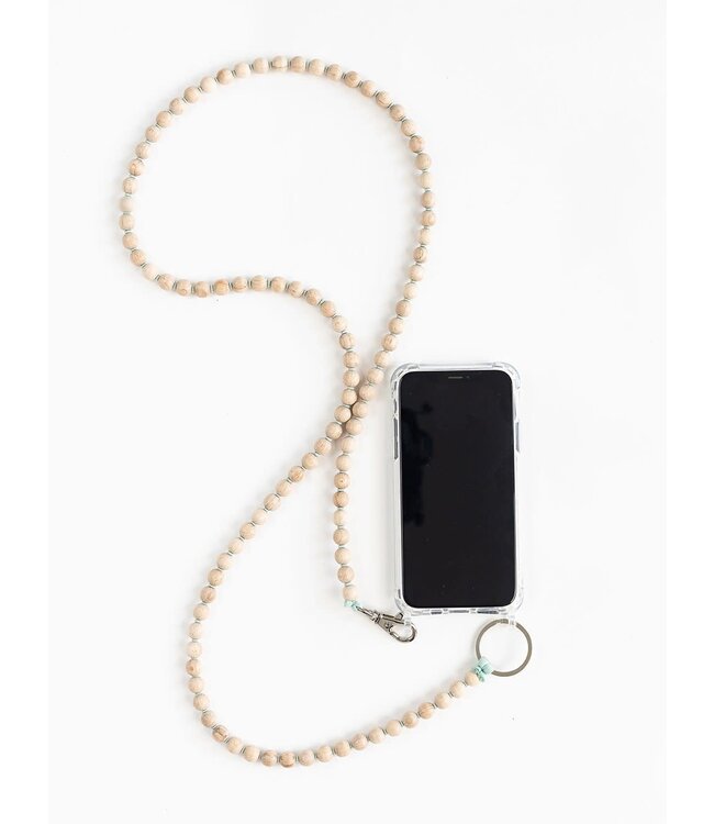 Phone Necklace, natural - salvia