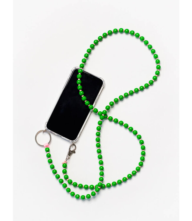Phone Necklace, green - rose
