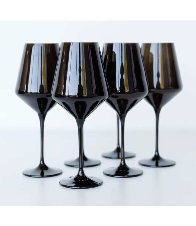 Estelle Colored Wine Stemware- Black Set of 6