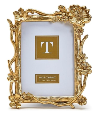 Two's Company Gold Floral 5x7 Photo Frame