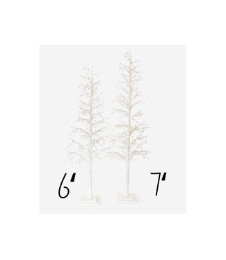 One Hundred 80 Degrees Jeweled Twig Tree, White w/Adaptor, PVC/MDF, 7'