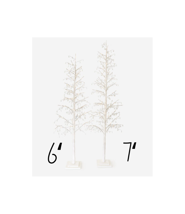 Jeweled Twig Tree, White w/Adaptor, PVC/MDF, 7'