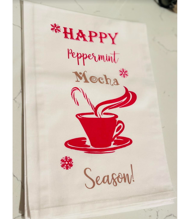 Happy Peppermint Mocha Tea Towel