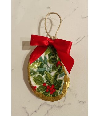 Michelle Savoy Oyster Decoupage Holly Ornament