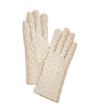 Two's Company Tonal Checkerboard Gloves [ivory]