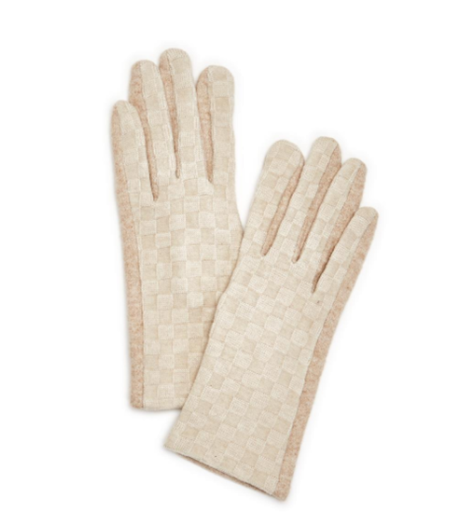 Tonal Checkerboard Gloves [ivory]