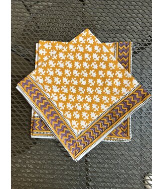 Pacific & Rose Textiles Yellow Buti Napkins Set of 4