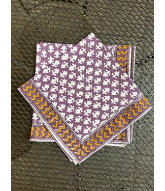 Pacific & Rose Textiles Purple Buti Napkins Set of 4