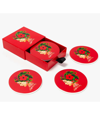 Gangzai Lotus Set of 4 Ceramic Coasters