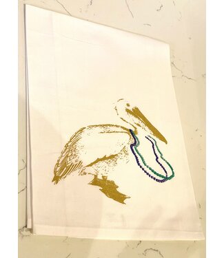 Monique Perry Pelican with Beads Tea Towel