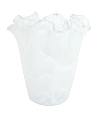 Vietri Onda Glass White Ruffled Vase