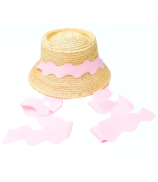 Bits & Bows Harbor Hat with Scalloped Pink Ribbon