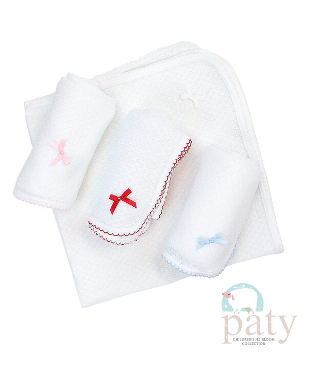 Knit Receiving Blanket with Bow