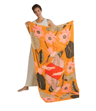 Powder Crane at Sunrise Mustard Print Scarf