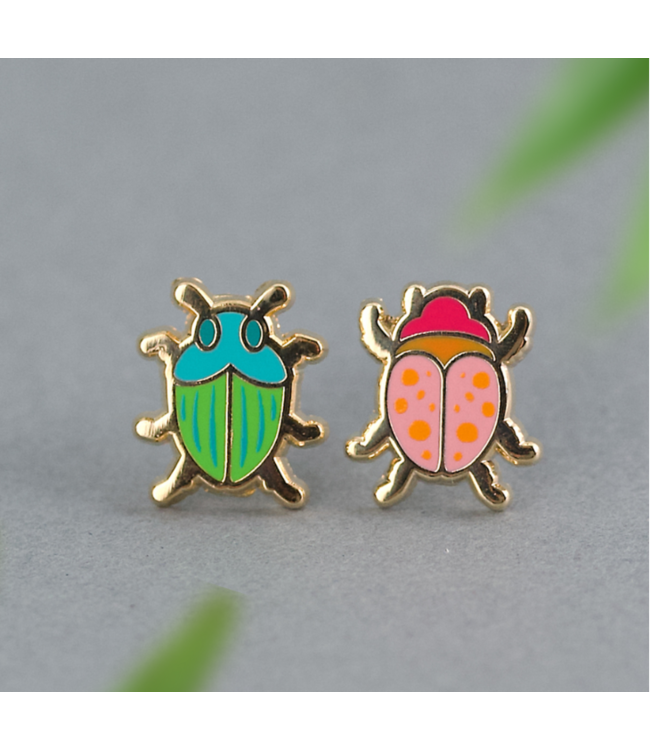 Beetle Enamel Earrings