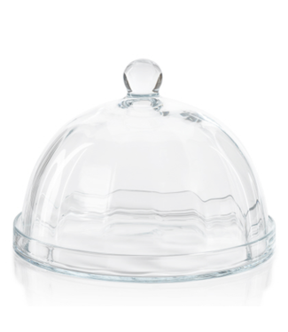 Zodax Loulou Optic Pastry Glass Plate With Cloche
