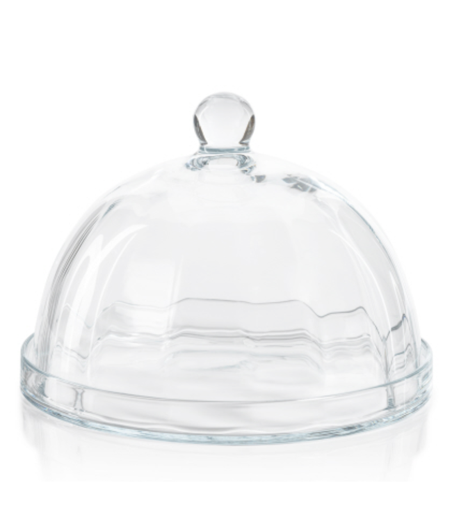 Loulou Optic Pastry Glass Plate With Cloche