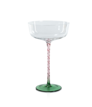 Zodax Vicenza Cocktail / Martini Glass- Green + Pink
