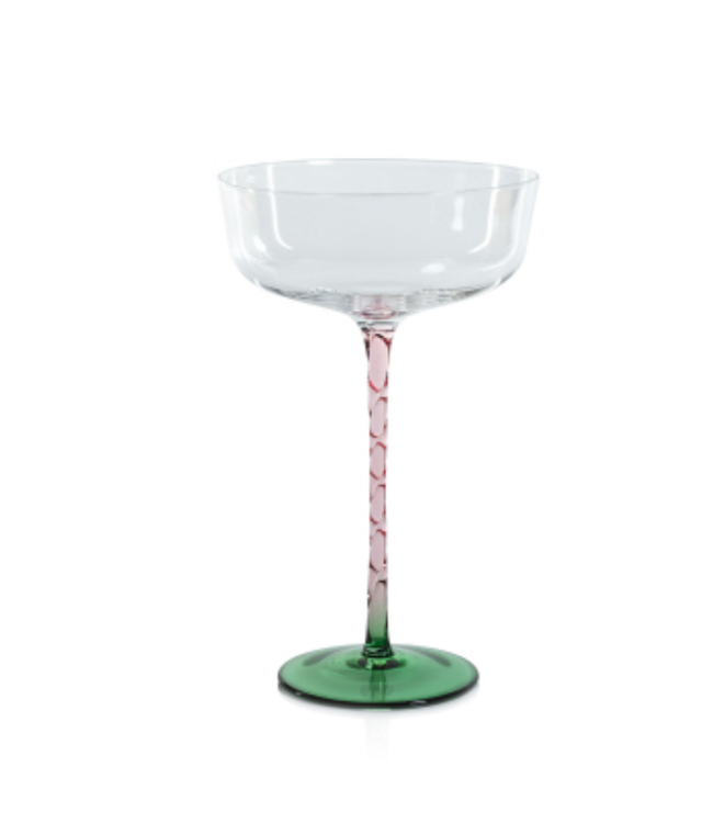 Vicenza Cocktail / Martini Glass- Green + Pink