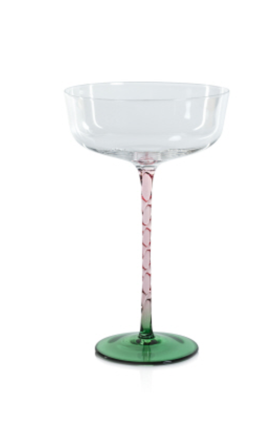 Zodax Vicenza Cocktail / Martini Glass- Green + Pink - Judy At The Rink