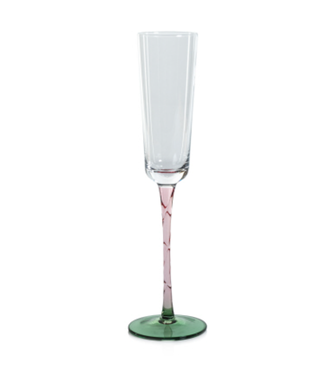 Zodax Vicenza Champagne Flute- Green + Pink