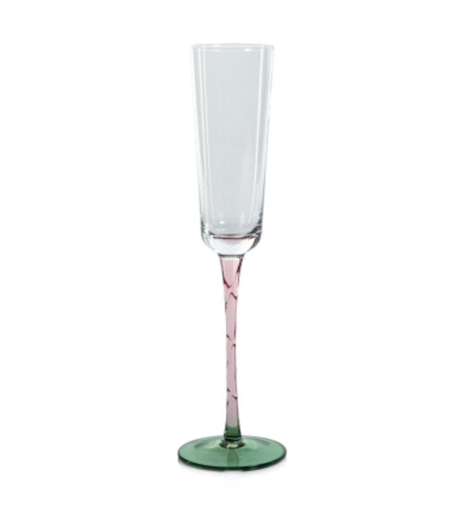 Vicenza Champagne Flute- Green + Pink